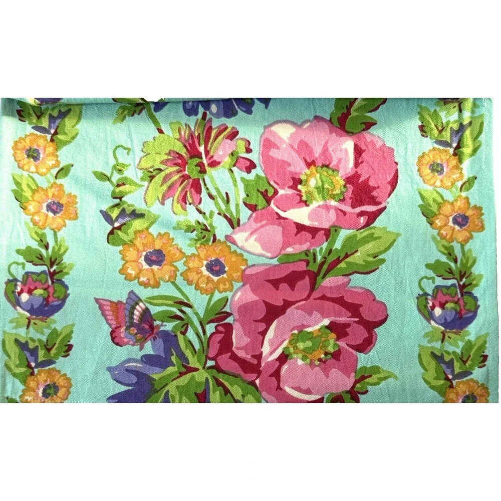 April Cornell Penny's Patio Table Runner Cotton Teal Pink Multi 16x90 Spring